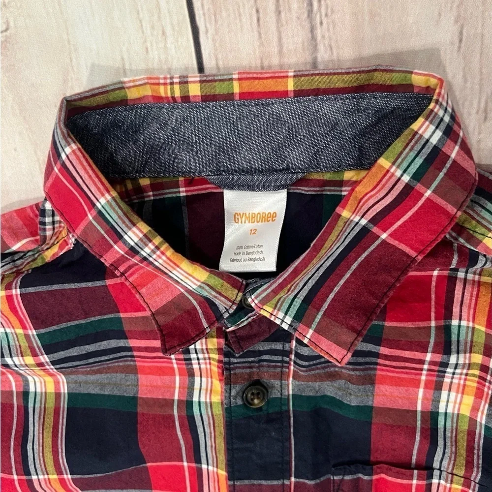 GYMBOREE boys Plaid Shirt casual classic Red and Green/size 12